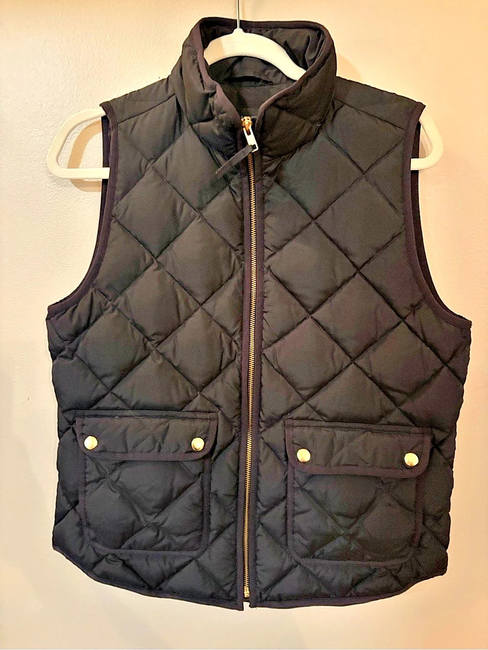 J.Crew Excursion Quilted Vest Black Medium